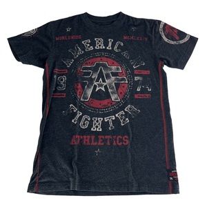 American Fighter Shirt Mens‎ Medium Grey Red Athletics AOP MMA UFC Double Sided